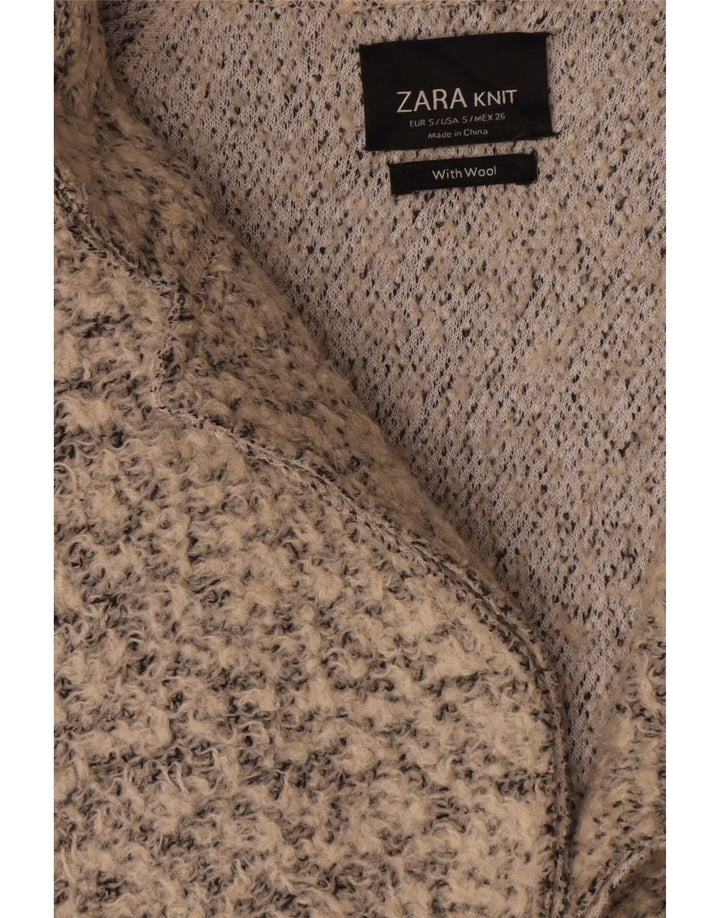 Zara Dame Oversized Overfrakke UK 10 Small Beige Flecked Uld