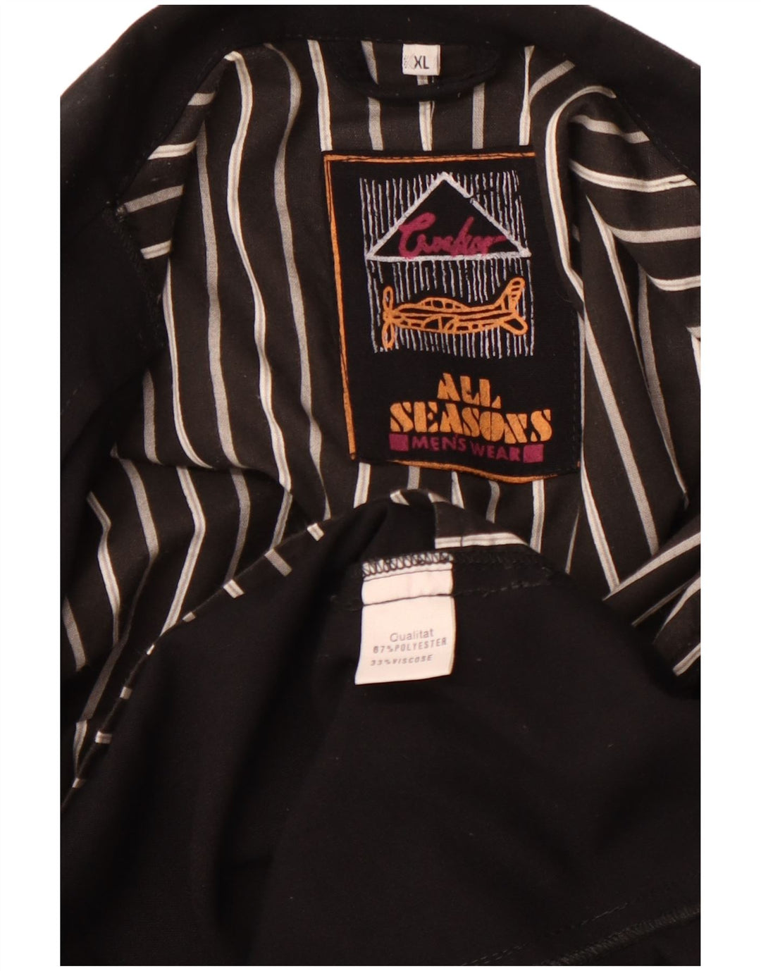 VINTAGE Dobbeltradet blazerjakke til mænd UK 42 XL Sort polyester