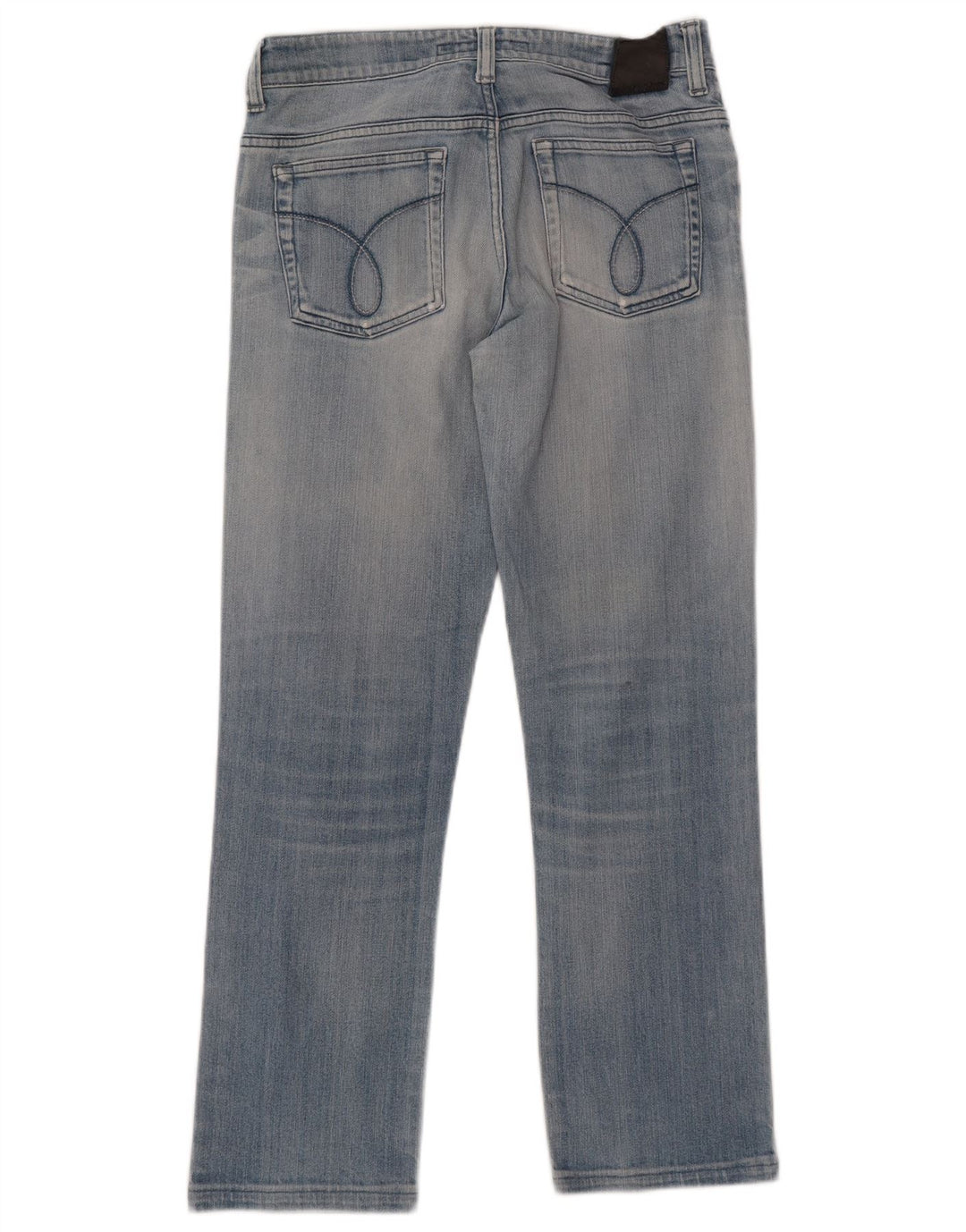 CALVIN KLEIN Dame Straight Jeans W28 L28 Blå Bomuld