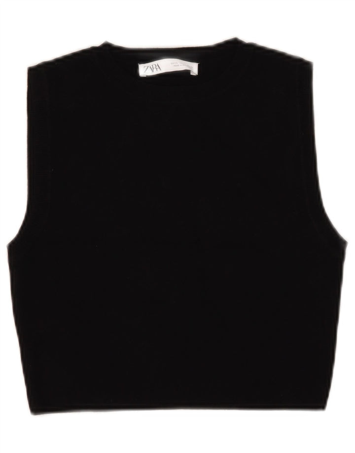 Zara Womens Crop Vest Top UK 18 XL Sort Viscose