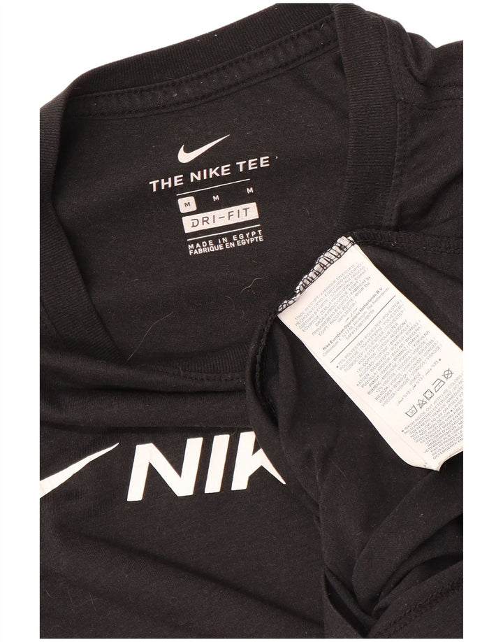 NIKE Mens Dri Fit Graphic T-Shirt Top Medium Black Polyester