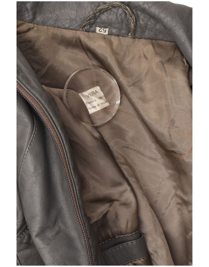 Vintage herre læderjakke IT 52 XL Grå læder