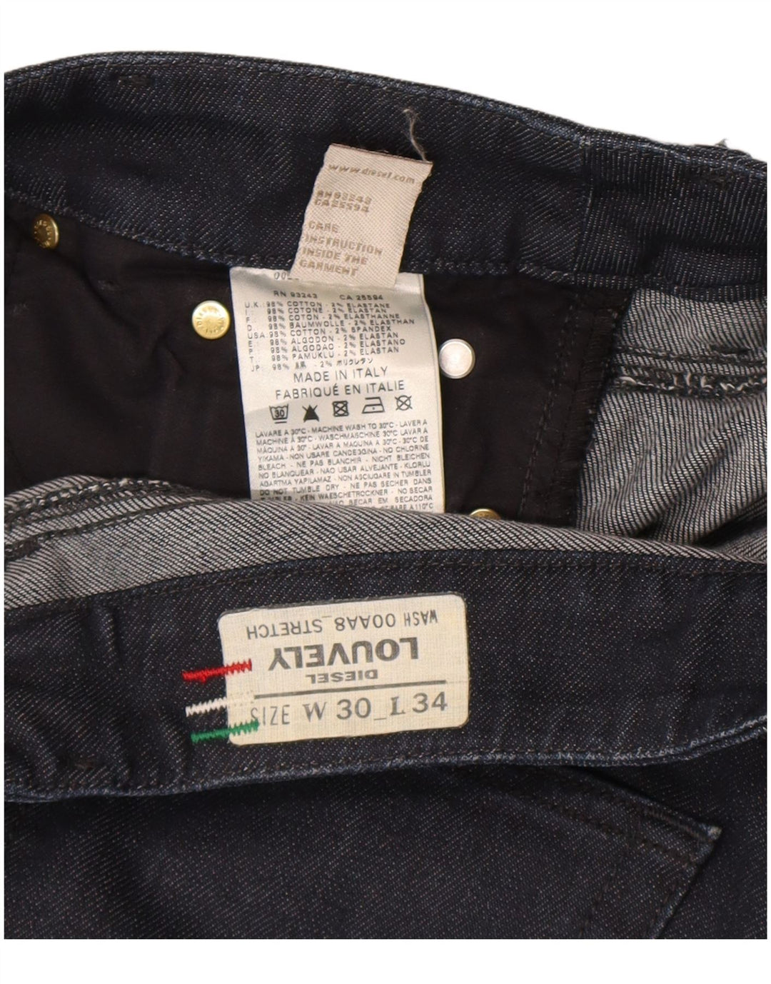 Diesel Dame Louvely Flared Jeans W30 L31 Marineblå Bomuld