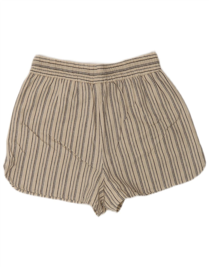Zara Chino Shorts til kvinder Medium W28 Beige Stribet Bomuld