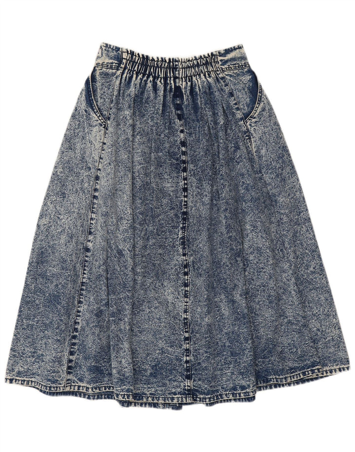Vintage Dame Midi Denim Nederdel W28 Medium Blue Bomuld