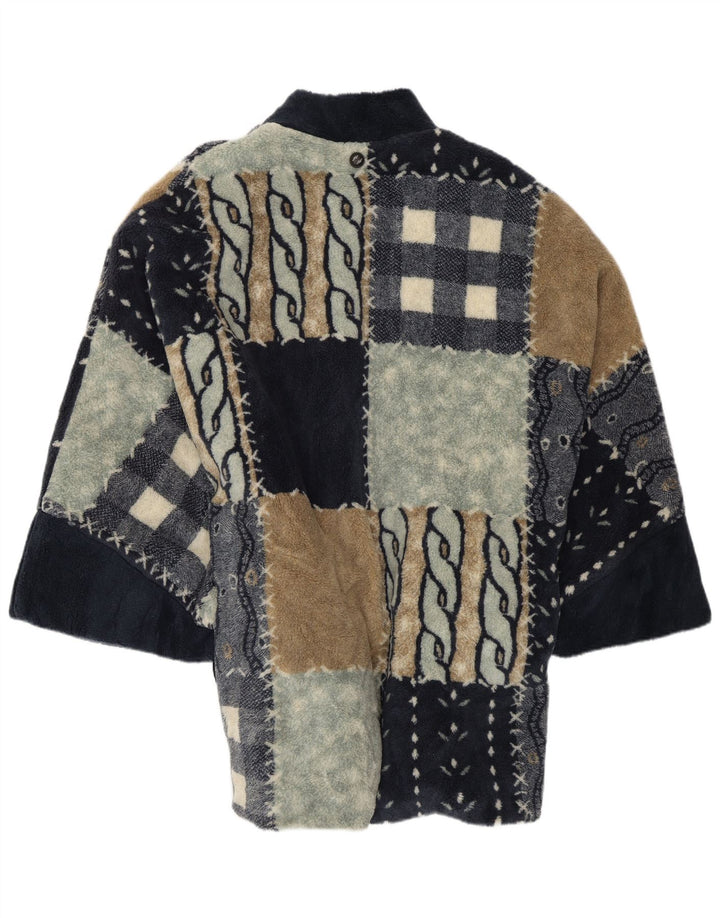 Verde Piu Dame Poncho Fleecejakke UK 12 Medium Flerfarvet Patchwork