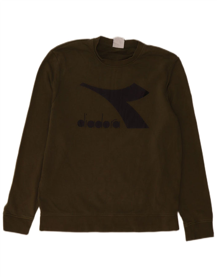 Diadora Herre Grafisk Sweatshirt Jumper Small Khaki Bomuld