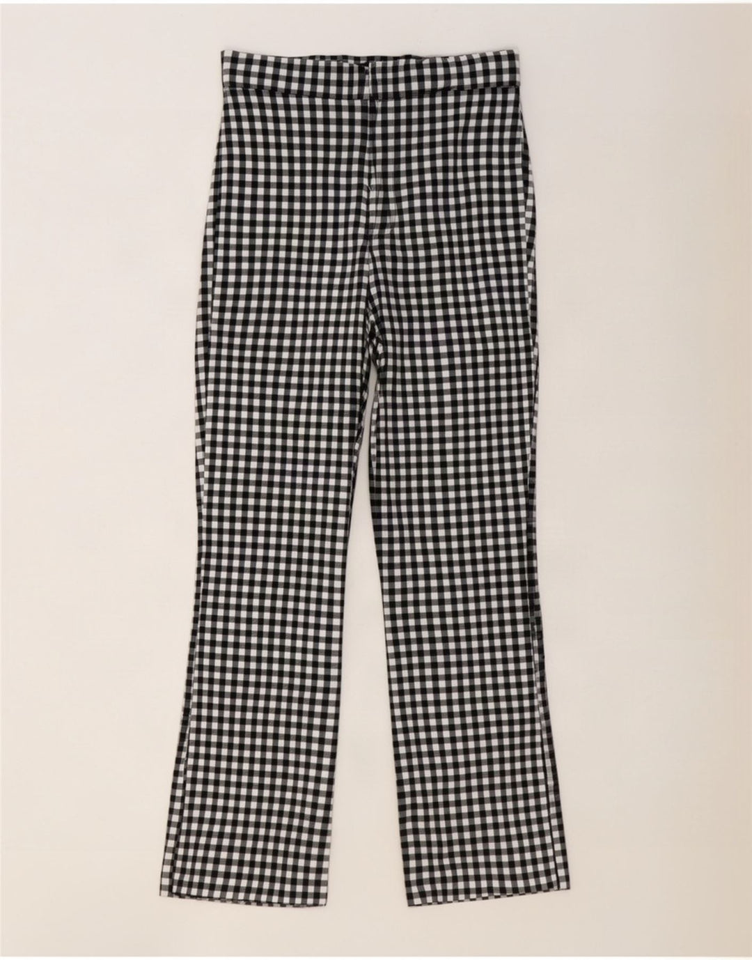 Zara Dame Bootcut Casual Bukser Large W30 L27 Sort Gingham