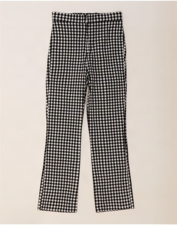 Zara Dame Bootcut Casual Bukser Large W30 L27 Sort Gingham