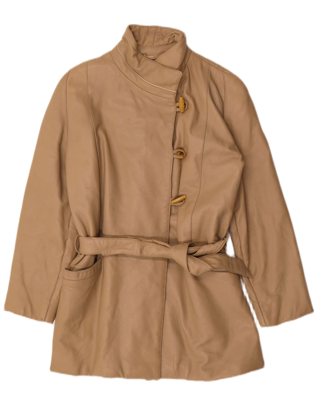 Vintage læderfrakke til kvinder UK 12 Medium Beige