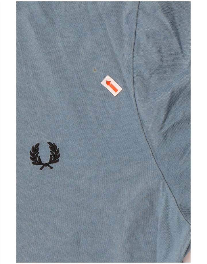 Fred Perry Herre T-Shirt Top XL Blå Stribet Bomuld