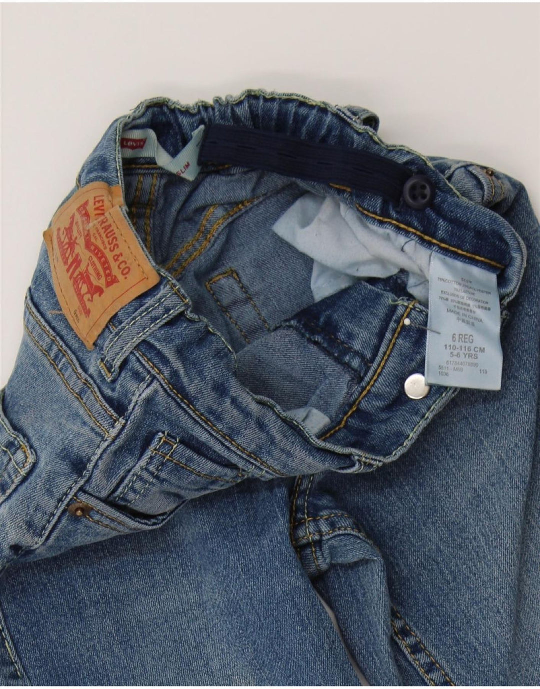 LEVI'S Boys 511 Slim Jeans 5-6 Years W22 L19 Blue Cotton Vintage Levi's and Second-Hand Levi's from Messina Hembry 