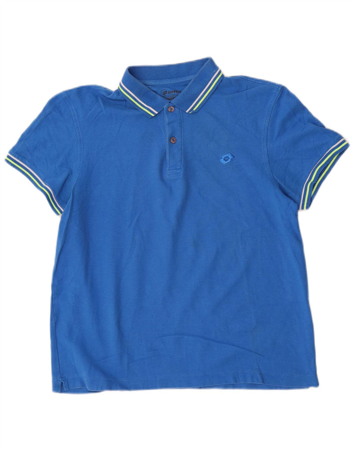 Lotto herre polo shirt lille blå stribet bomuld