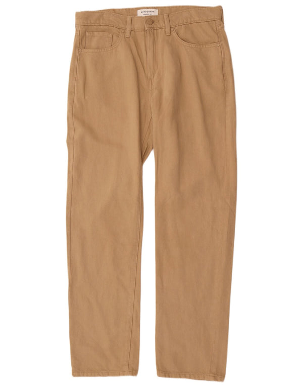 Marks & Spencer Mens Autograph Straight Casual Trousers W32 L31 Beige