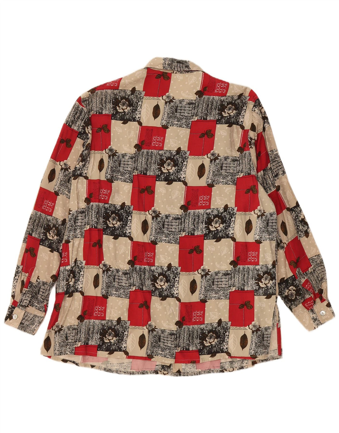 VINTAGE Dameskjortebluse UK 20 2XL Multifarvet Floral Viscose