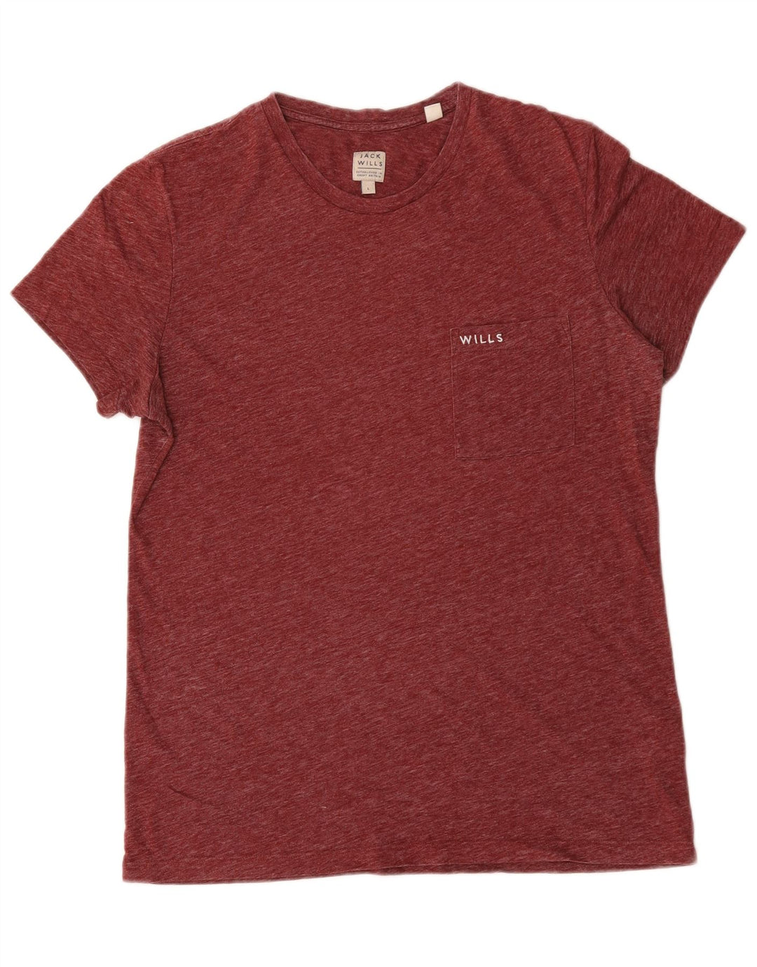 Jack Wills Herre T-Shirt Top Large Bourgogne Flecked Polyester