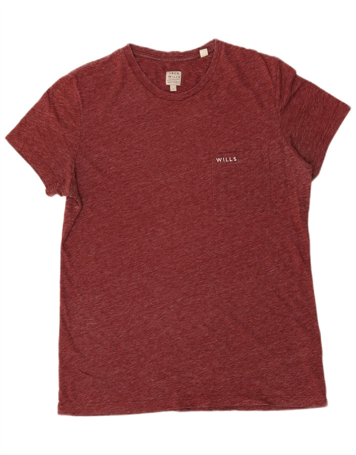 Jack Wills Herre T-Shirt Top Large Bourgogne Flecked Polyester