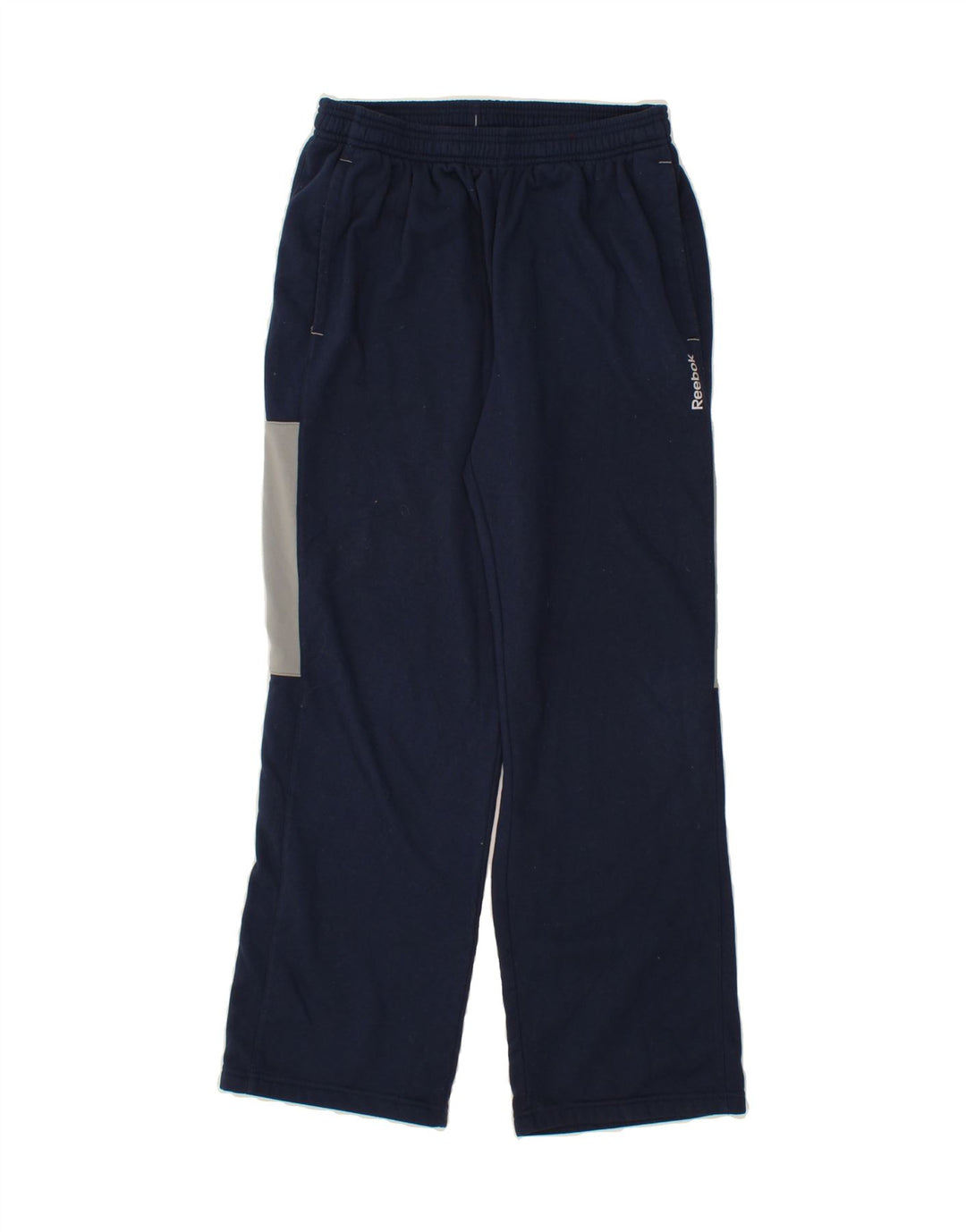REEBOK Mens Tracksuit Trousers Small Navy Blue Colourblock Polyester Vintage Reebok and Second-Hand Reebok from Messina Hembry 