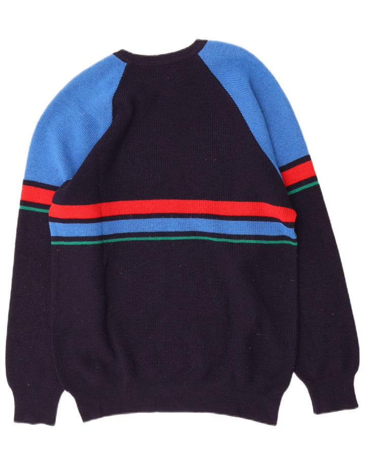 Vintage sweater med rund hals til mænd Medium marineblå farveblok