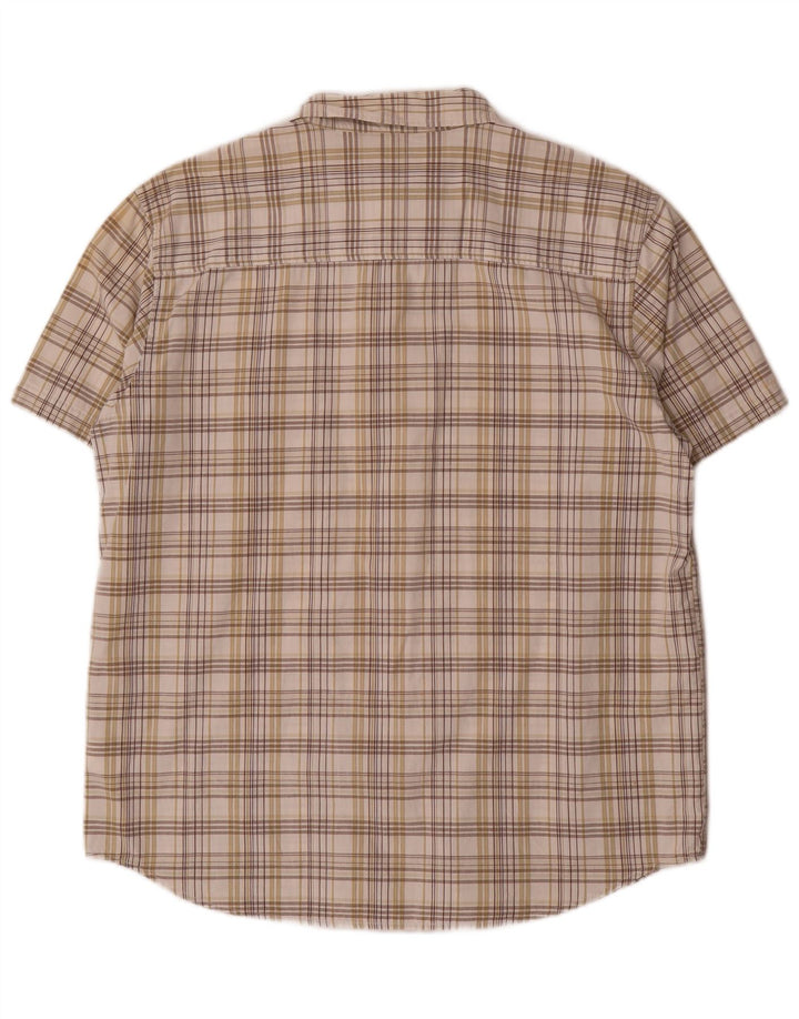 Wrangler kortærmet herreskjorte stor beige ternet bomuld