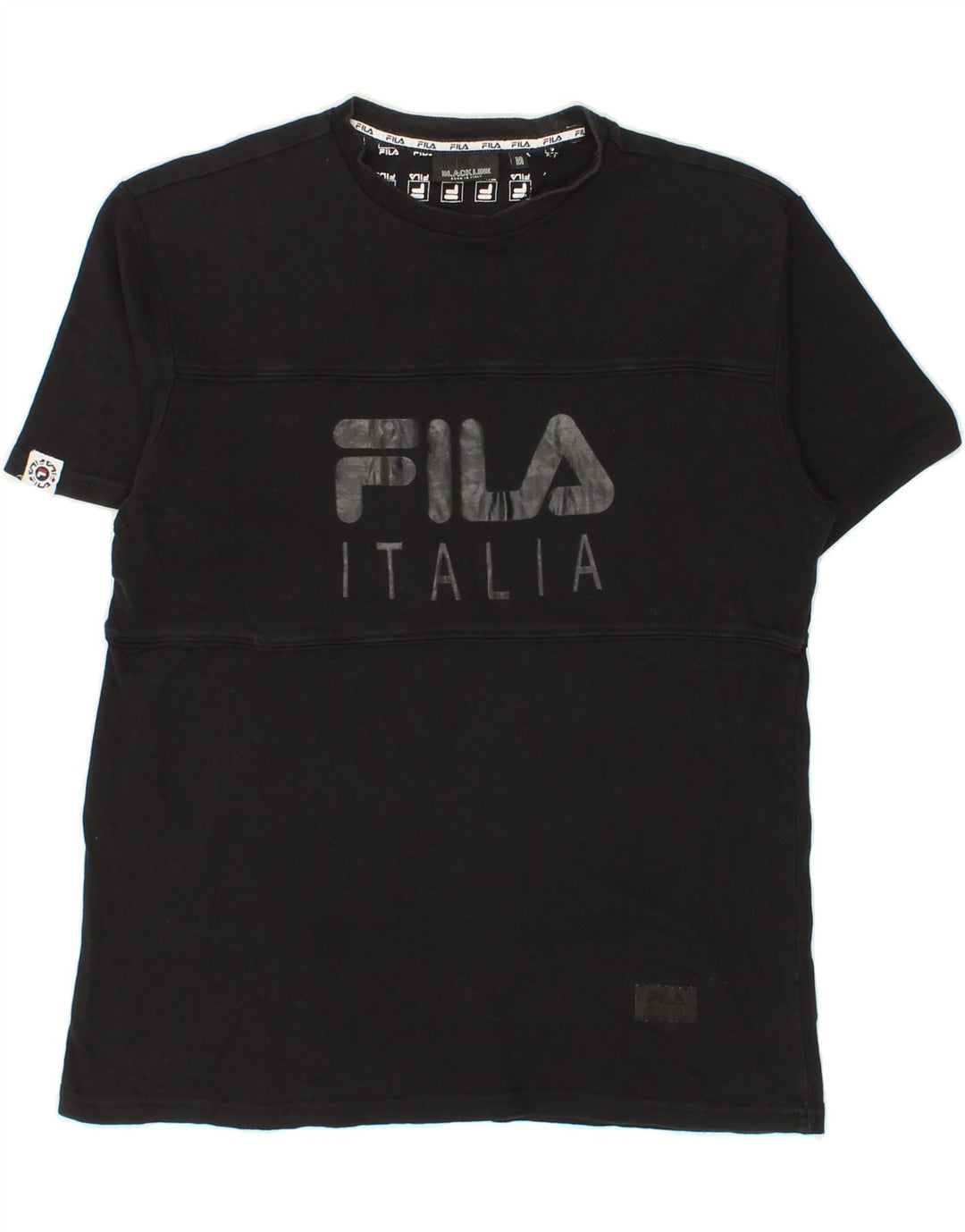 FILA Mens Graphic T-Shirt Top Medium Black Cotton Vintage Fila and Second-Hand Fila from Messina Hembry 