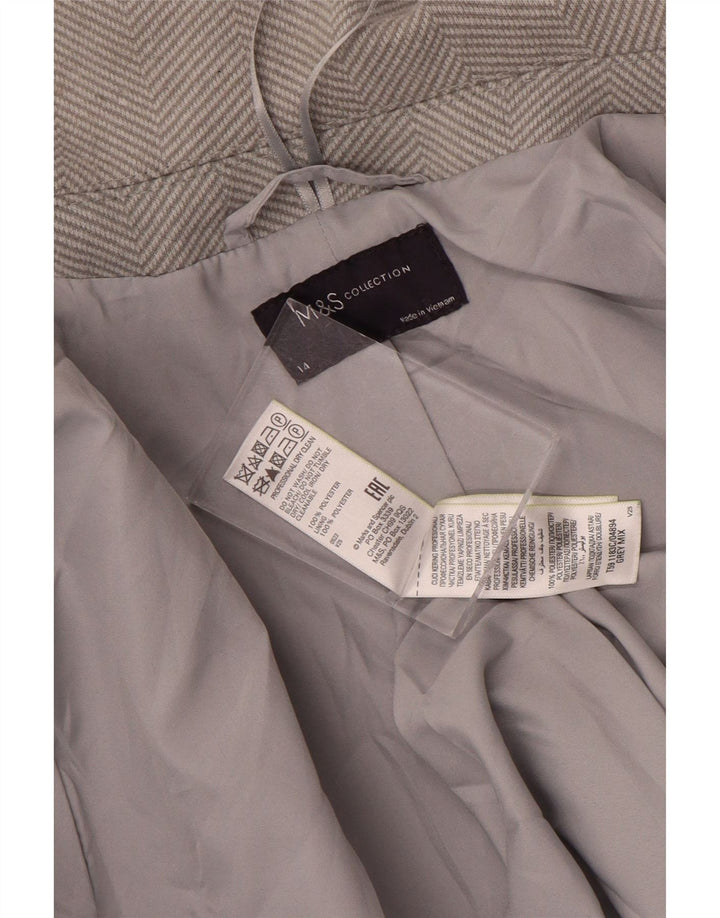 Marks & Spencer Dameoverfrakke UK 14 Stor grå sildebenspolyester