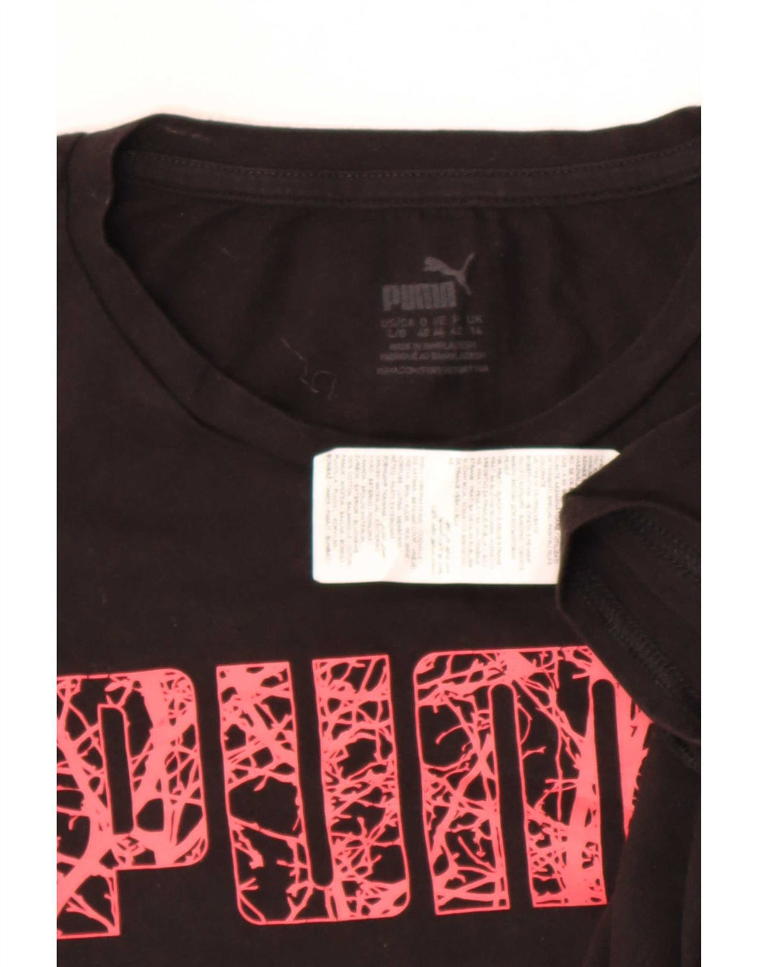 Puma Grafisk T-Shirt Top UK 14 Medium Sort Bomuld