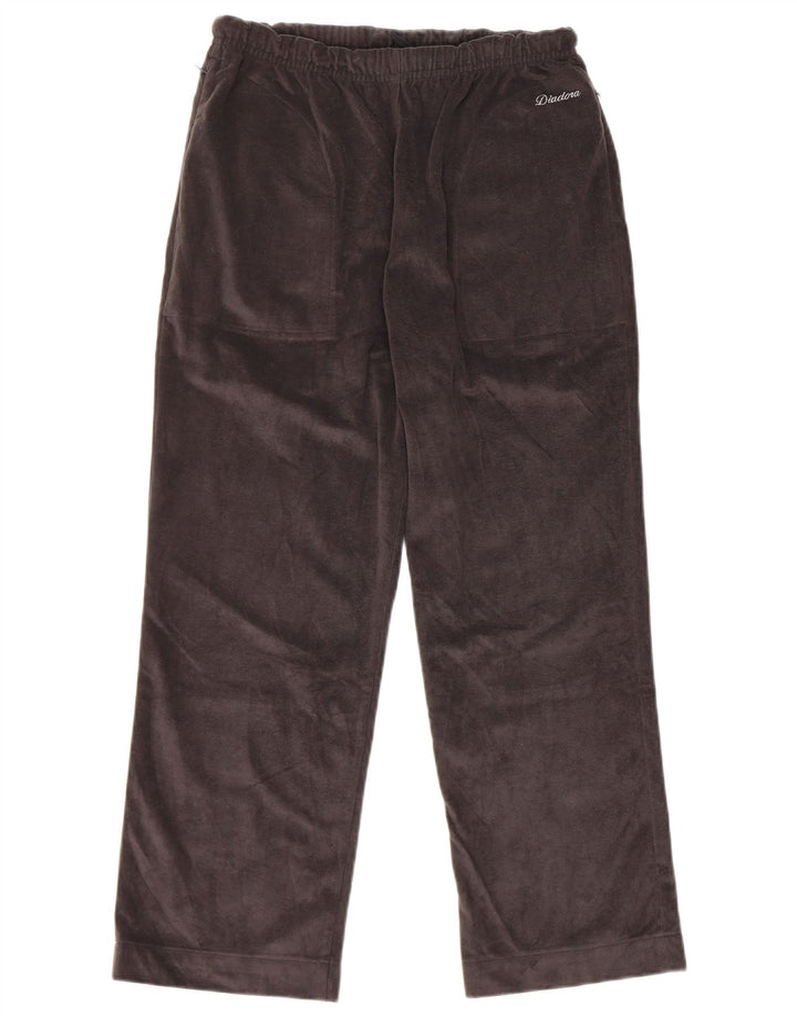 Diadora Dame Velour Træningsdragt Bukser UK 10 Small Grå Polyester