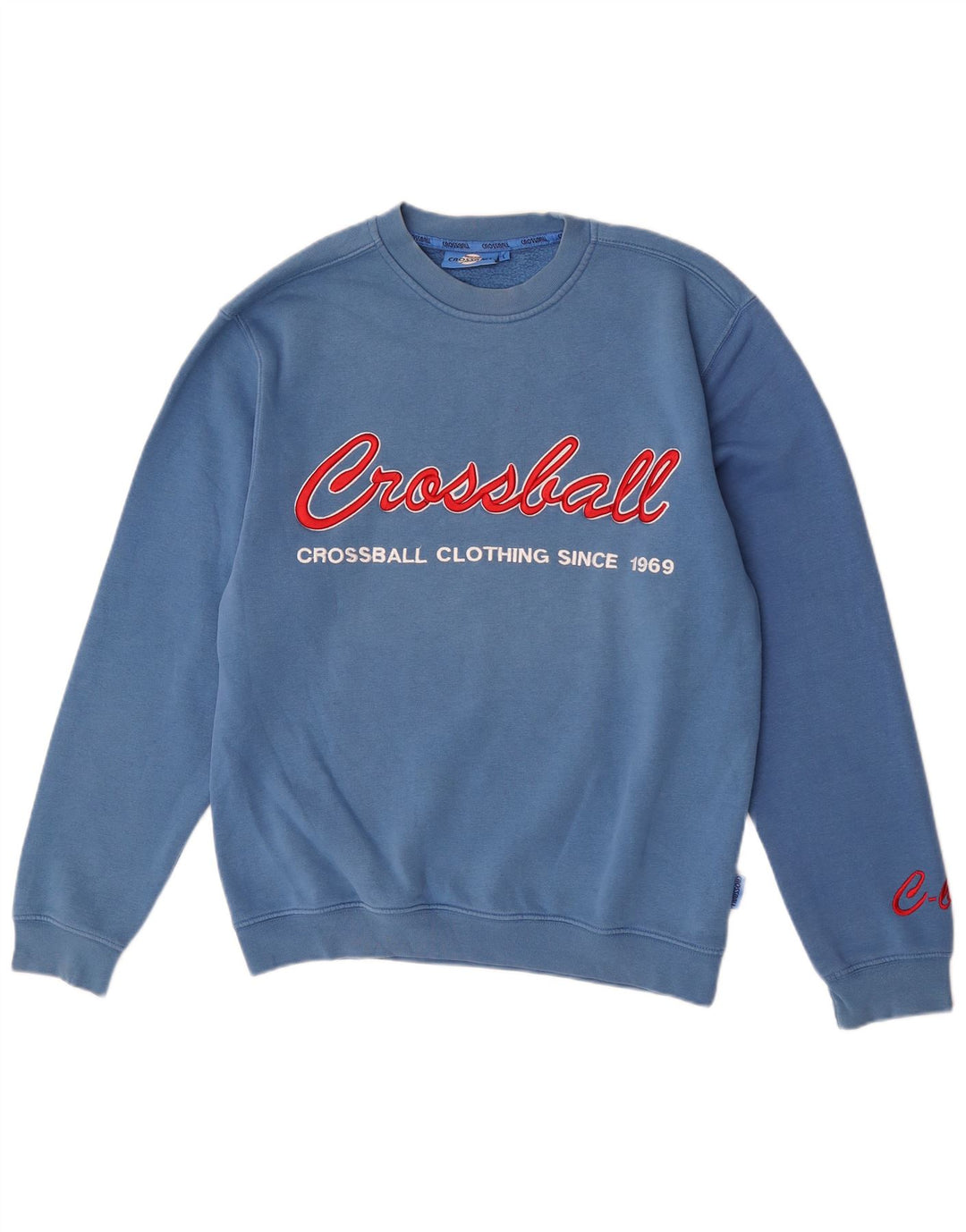 Crossball Herre Grafisk Regular Fit Sweatshirt Jumper Stor Blå Bomuld