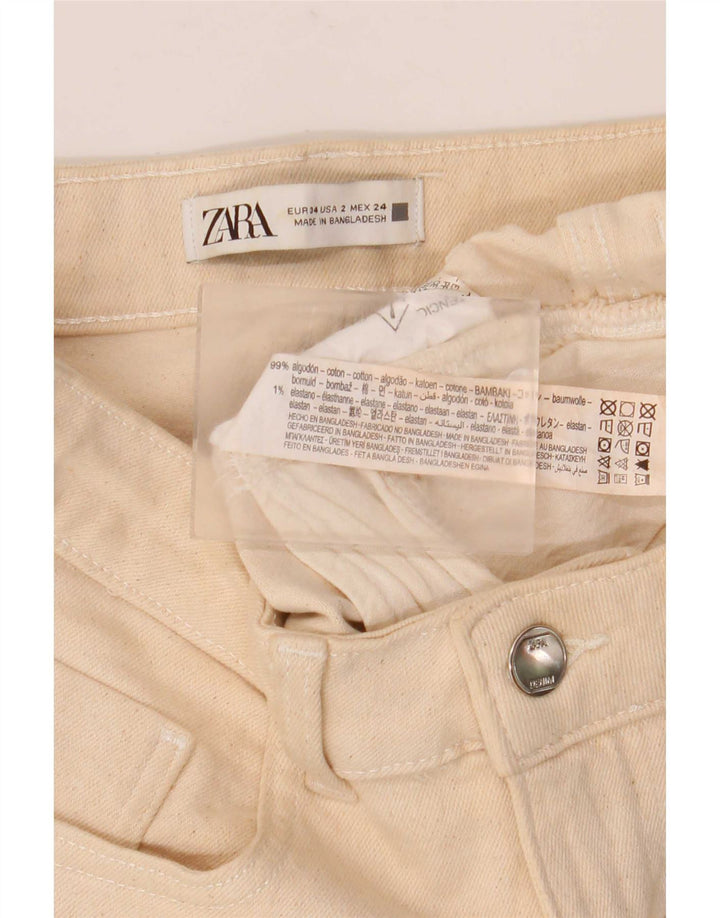 Zara Dame Bootcut Jeans EU 34 2XS W24 L26 Beige Bomuld