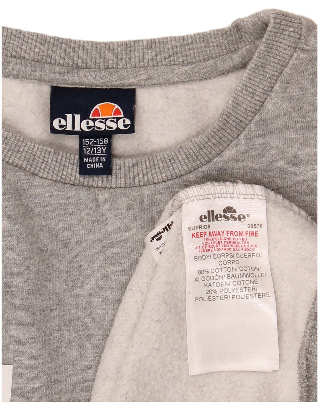 Ellesse Boys Grafisk Sweatshirt Jumper 12-13 År Grå Bomuld