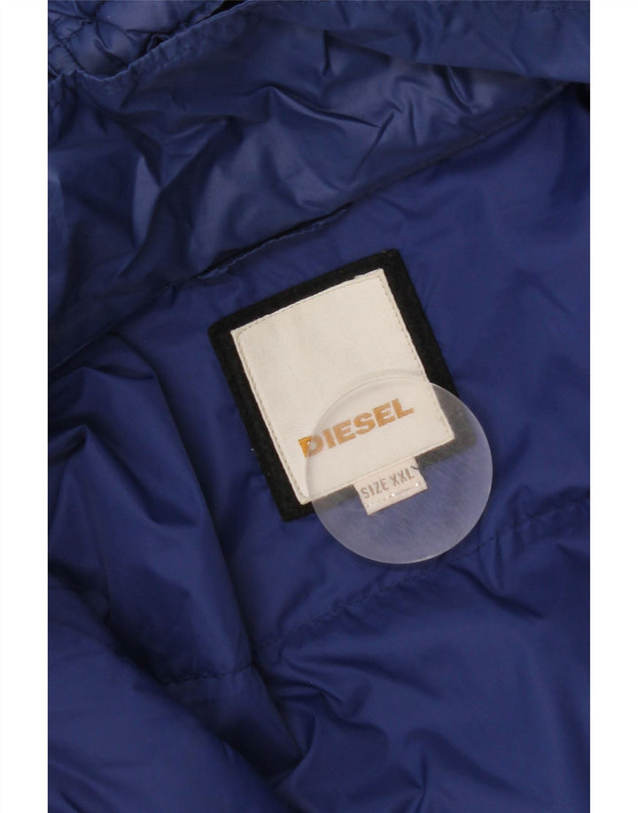 Diesel Herre Hætte Polstret Jakke UK 44 2XL Blå Nylon