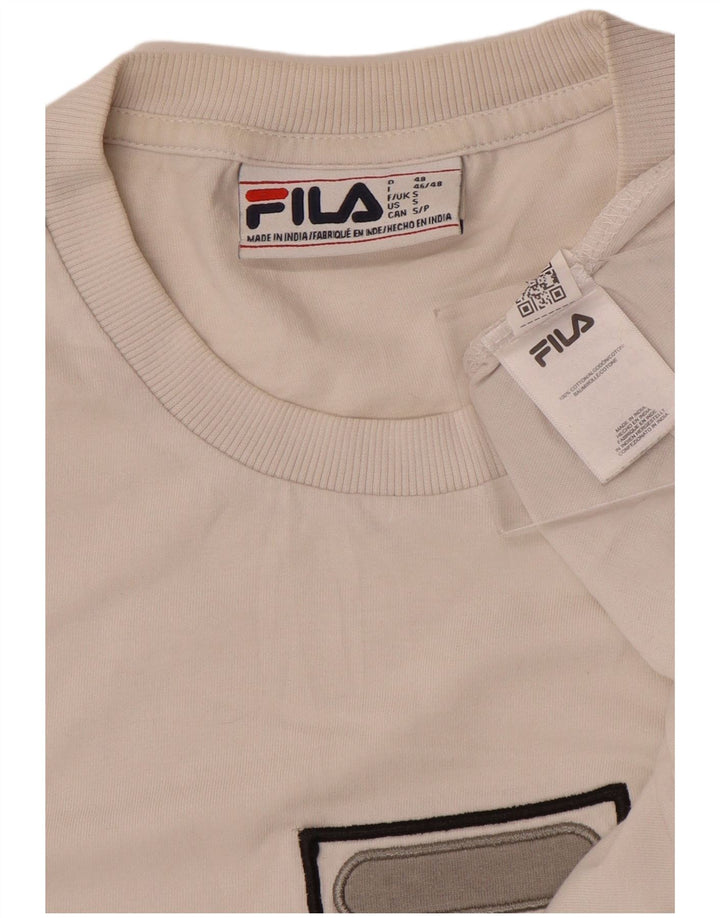 Fila Herre Grafisk T-Shirt Top Lille Hvid Bomuld