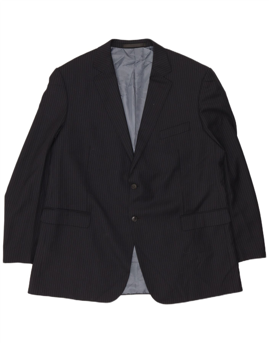 Marks & Spencer Herre Longline Blazer Jacket UK 48 2XL Navy Blue Pinstripe