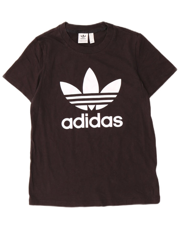 ADIDAS Grafisk T-shirt top til kvinder UK 8 Lille sort bomuld