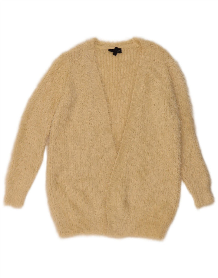 Topshop Womens Open Cardigan Sweater UK 8 Small Beige Nylon