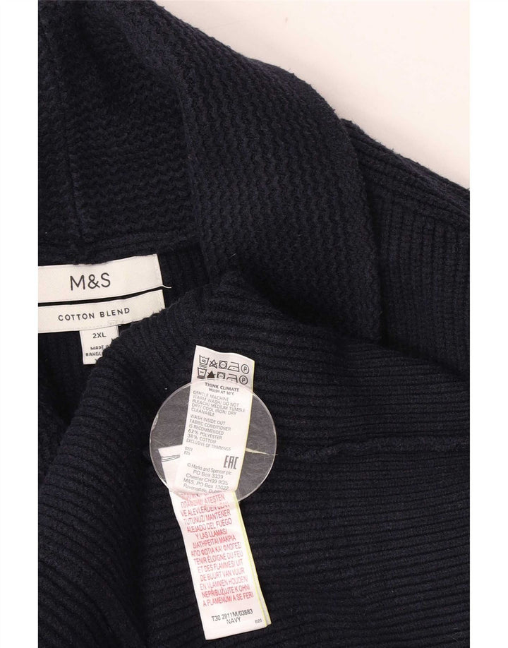 Marks & Spencer herre cardigan sweater 2XL marineblå polyester