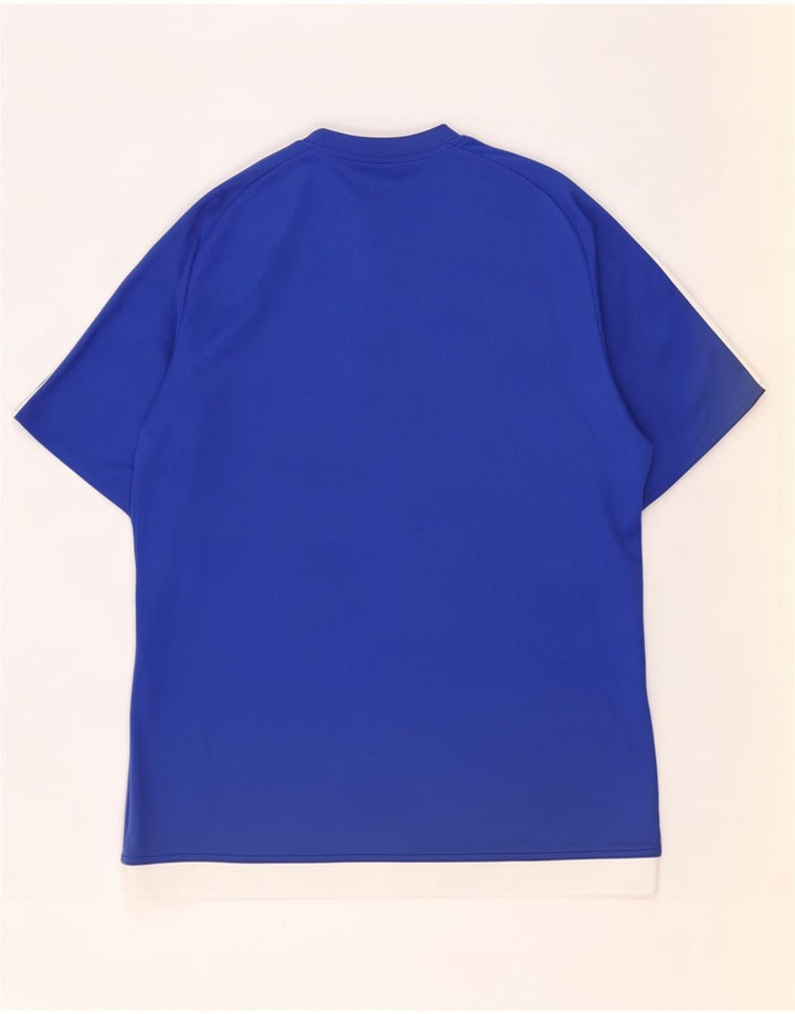 Adidas Herre Climalite T-Shirt Top Medium Blue Colourblock Polyester