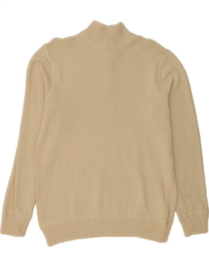 EDDIE BAUER Mens Zip Neck Jumper Sweater Large Beige Cotton Vintage Eddie Bauer and Second-Hand Eddie Bauer from Messina Hembry 