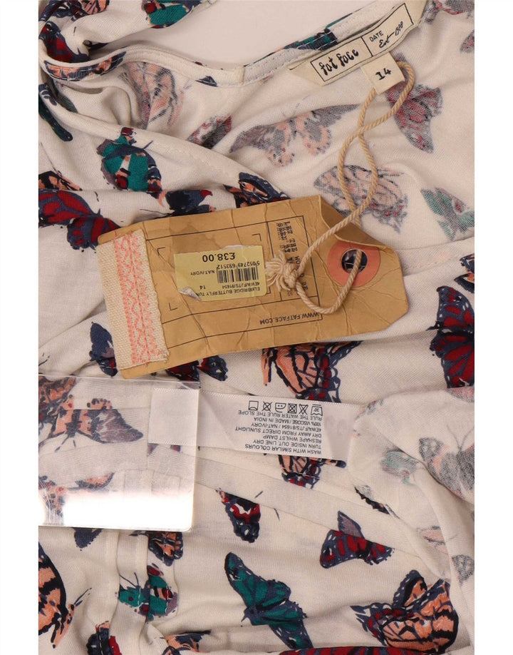 Fat Face Dame Sundress UK 14 Medium White Viscose Butterfly