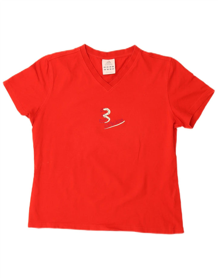 Adidas Dame Grafisk T-Shirt Top UK 16 Large Red