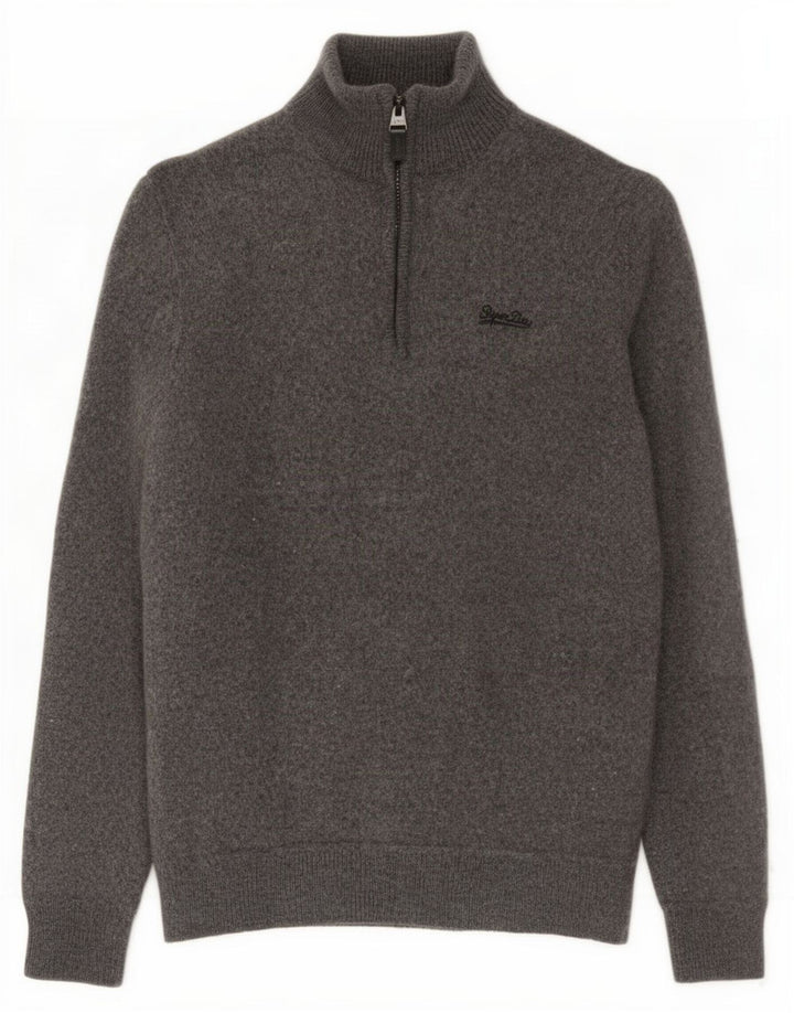 Superdry Sweater med lynlås til kvinder UK 12 Mellemgrå uld