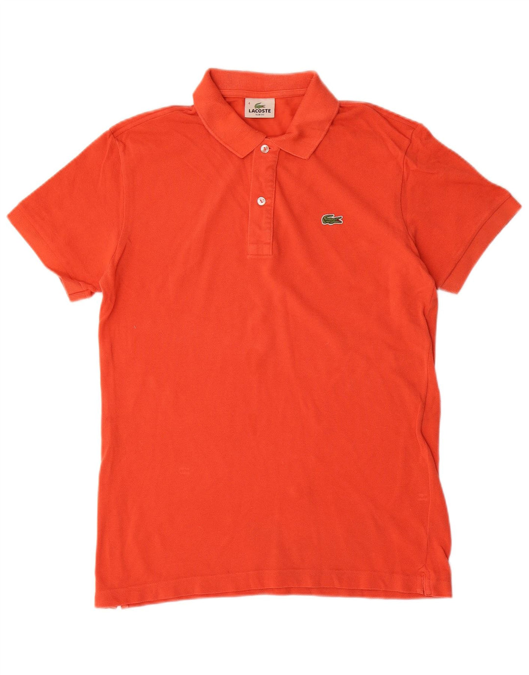 LACOSTE Herre Slim Fit Polo Shirt Størrelse 4 Medium Orange Bomuld