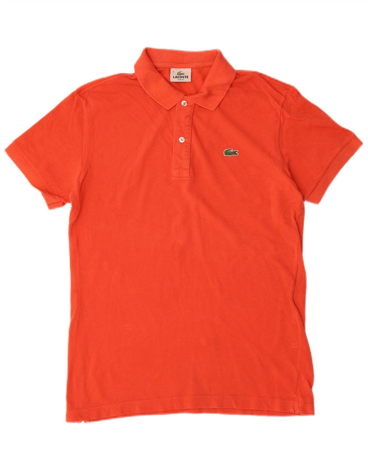 LACOSTE Herre Slim Fit Polo Shirt Størrelse 4 Medium Orange Bomuld