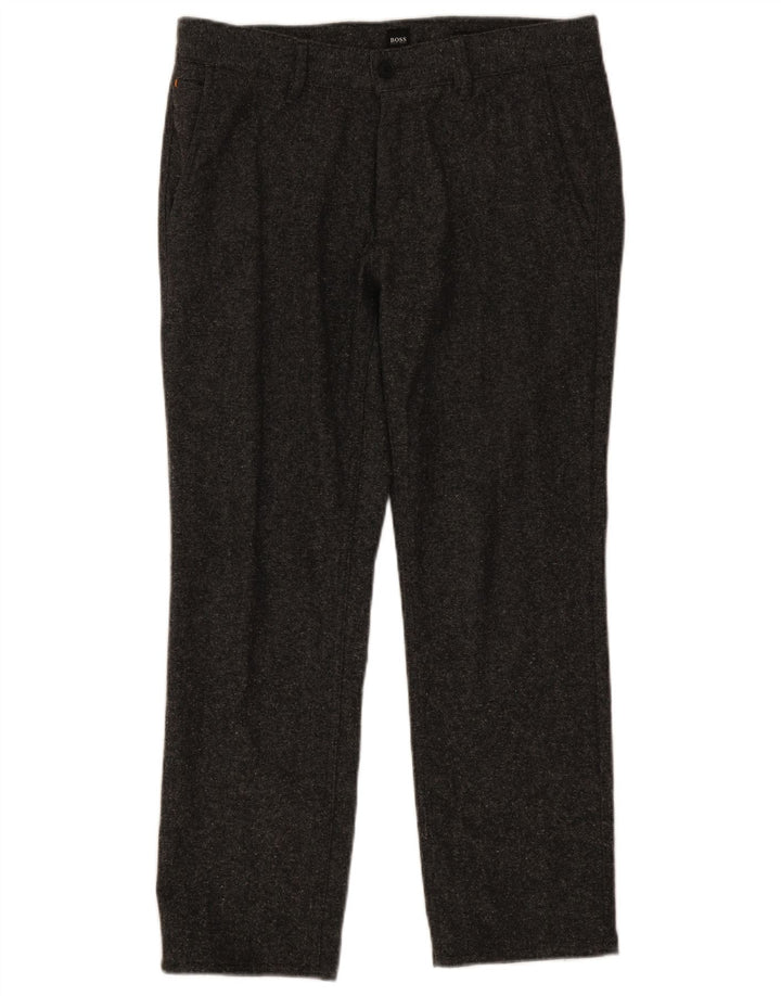 Hugo Boss Herre lige jakkesæt bukser W33 L28 Grå Flecked Wool