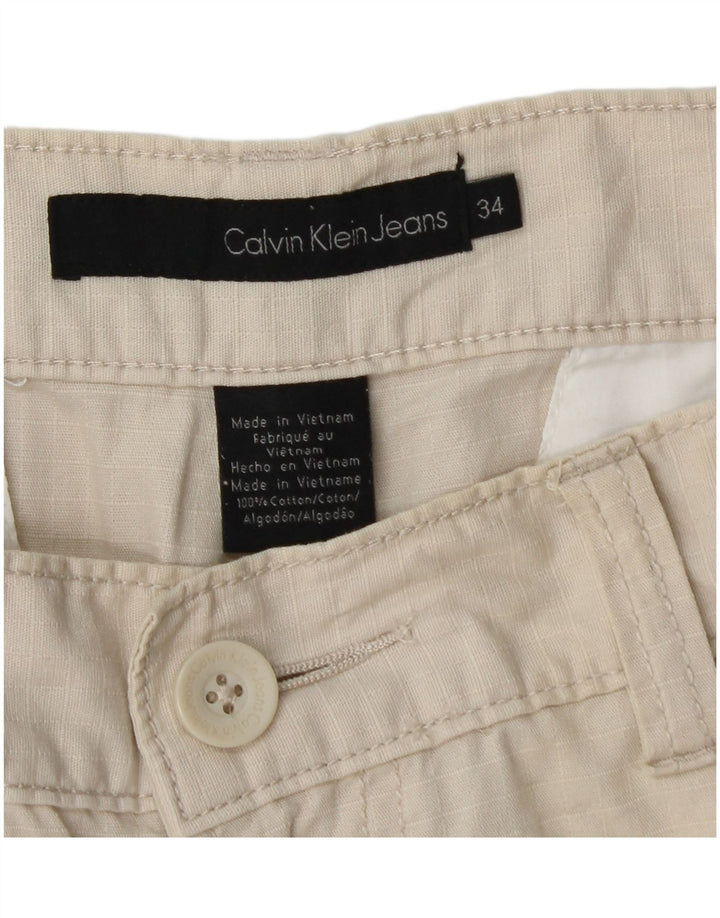 Calvin Klein Herre Cargo Shorts W34 Stor Beige Bomuld