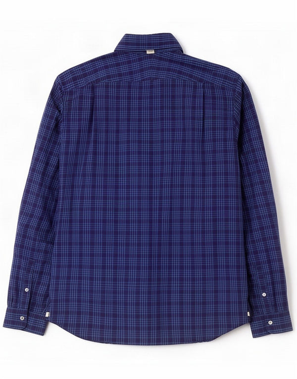 Lacoste Herre Regular Fit Skjorte Størrelse 40 Medium Navyblå Plaid Bomuld