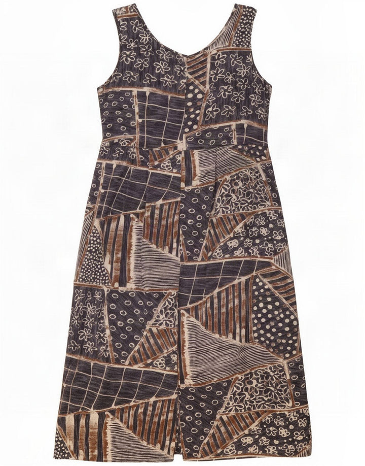 Jams World Womens Ærmeløs Shift Dress UK 16 Large Navy Blue Patchwork