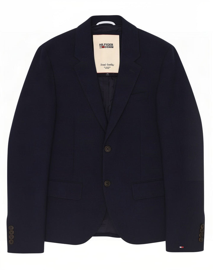 Tommy Hilfiger Mens 2 Button Blazer Jacket UK 38 Medium Navy Blue Polyester