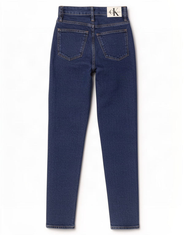 Calvin Klein Kvinder Højtaljede tilspidsede Jeans W28 L30 Blå Bomuld